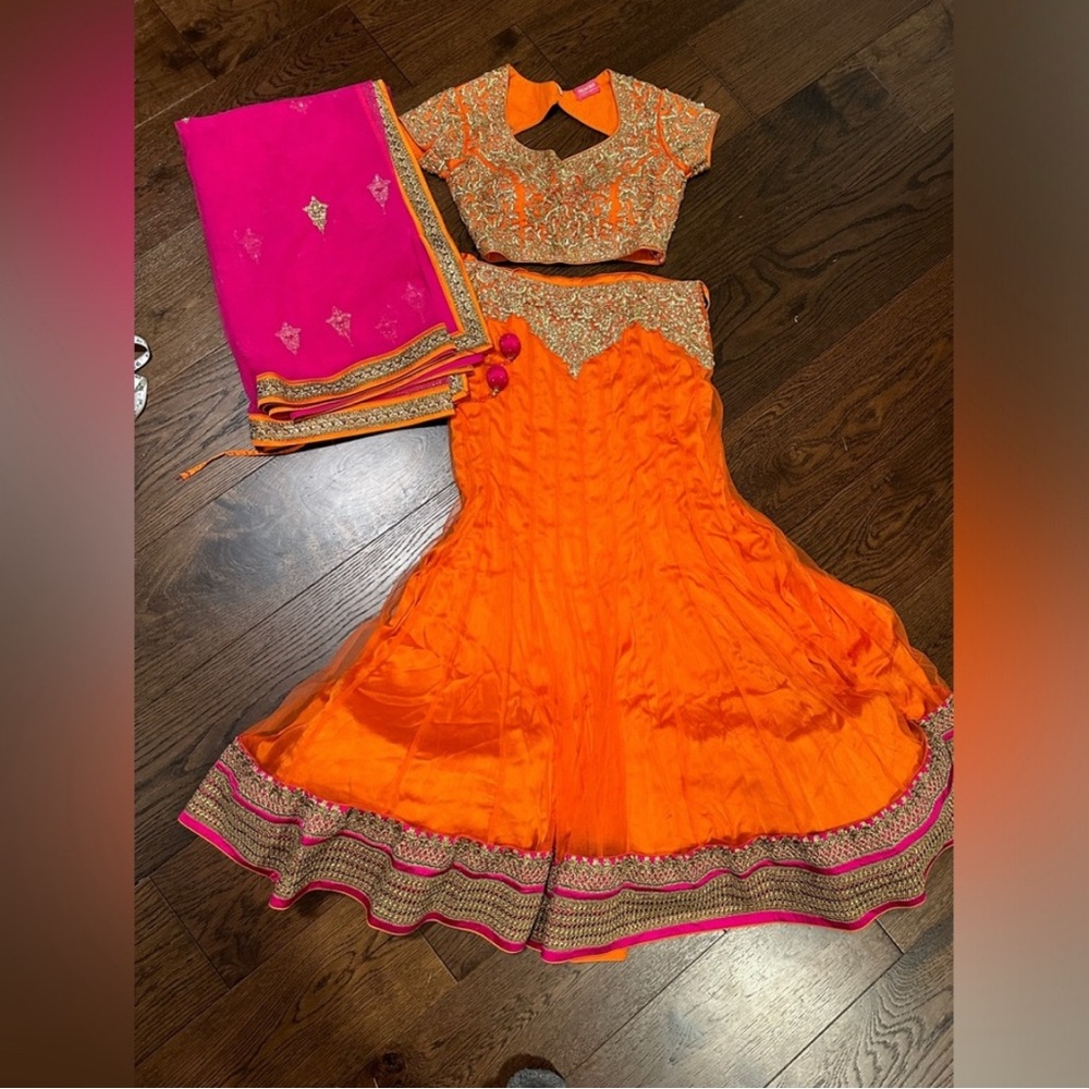 Frontier heritage heavy embroidered tulle lengha lehenga Indian outfit reception